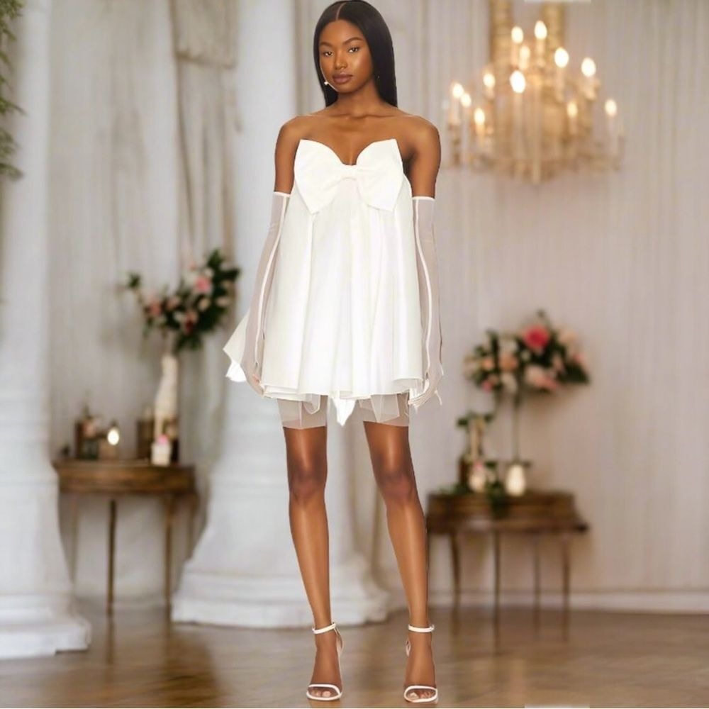 For Love and Lemons Clara Mini Dress White Bridal Collection